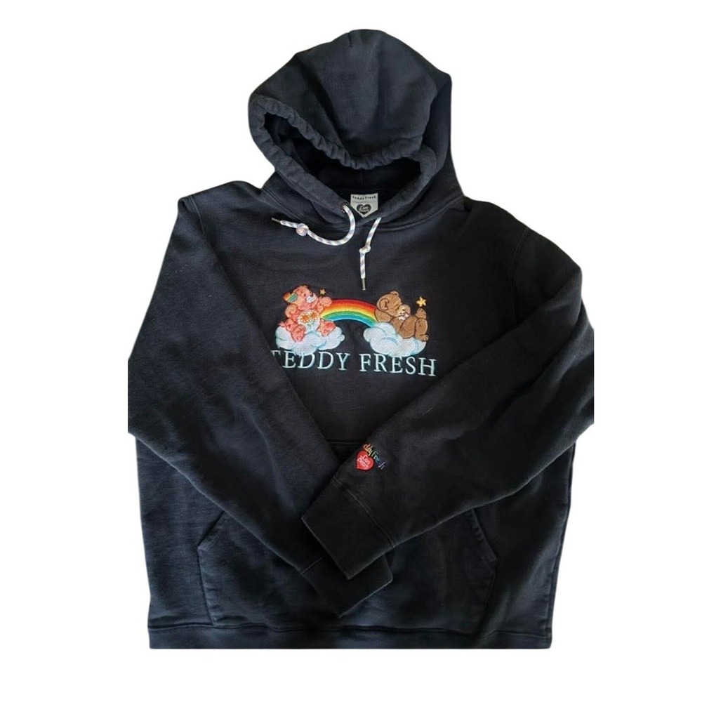 Teddy Fresh Hoodie Rainbow‎ Bear Clouds Graphic Sweatshirt Black Women's